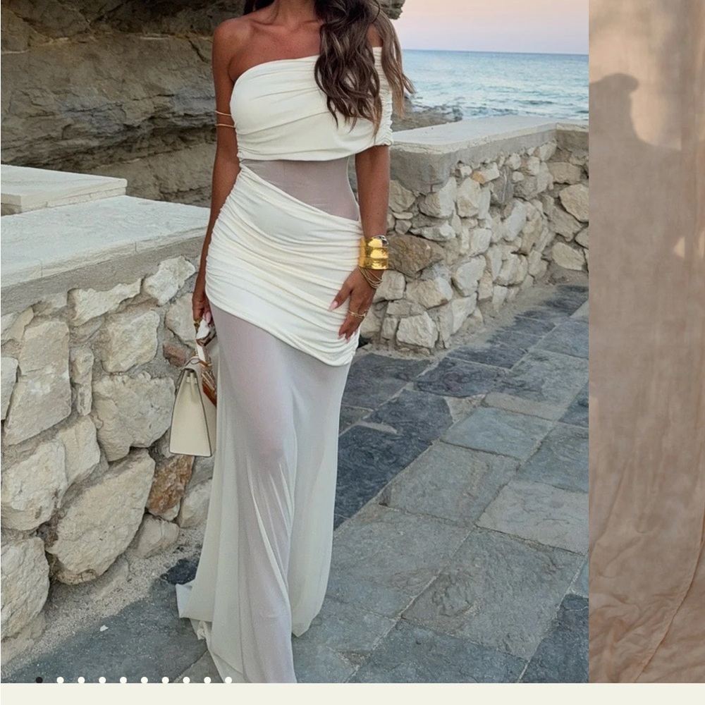Meshki One-Shoulder Cream Maxi Dress
